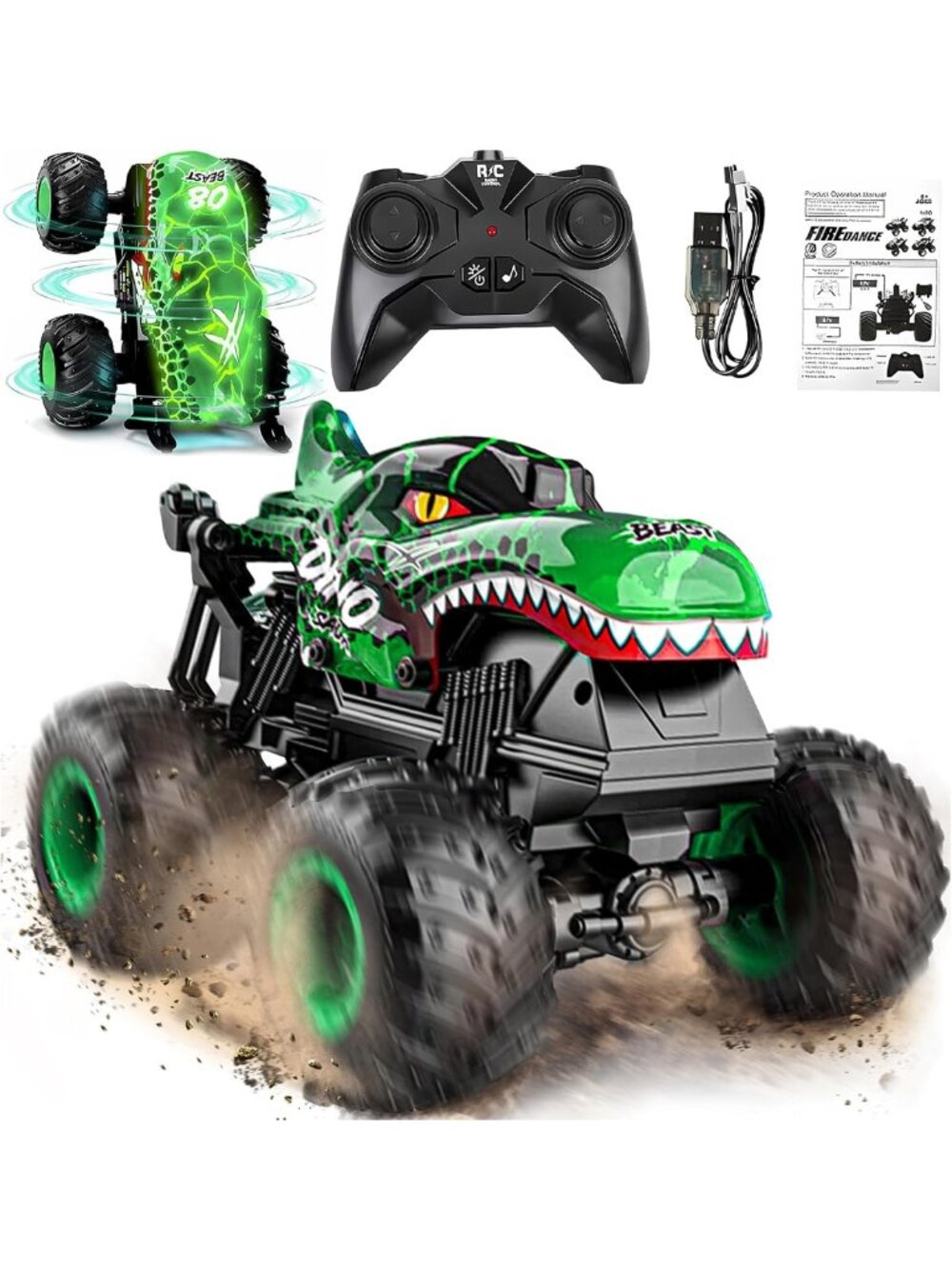 1:20 Remote Control Monster Truck Toy with Lights & Music - Fun Off-Road